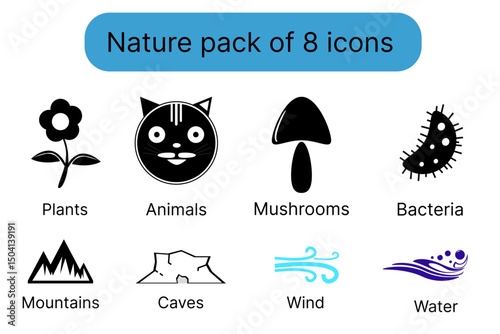 vector nature icons, logos, design, advertising, illustrations, black and white, icon pack, cat icon.