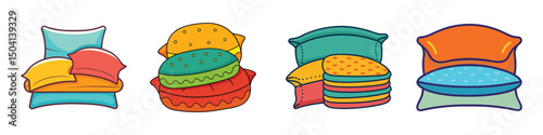 cushions flat illustration flat style