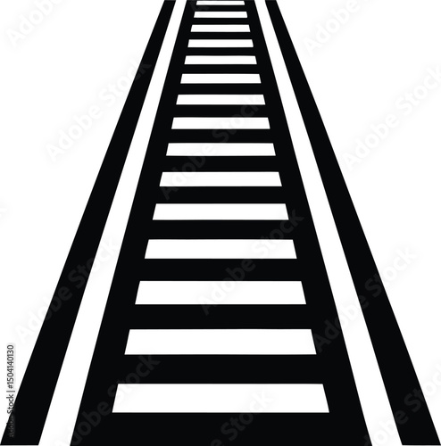 Abstract black and white railroad track image simple graphic design element