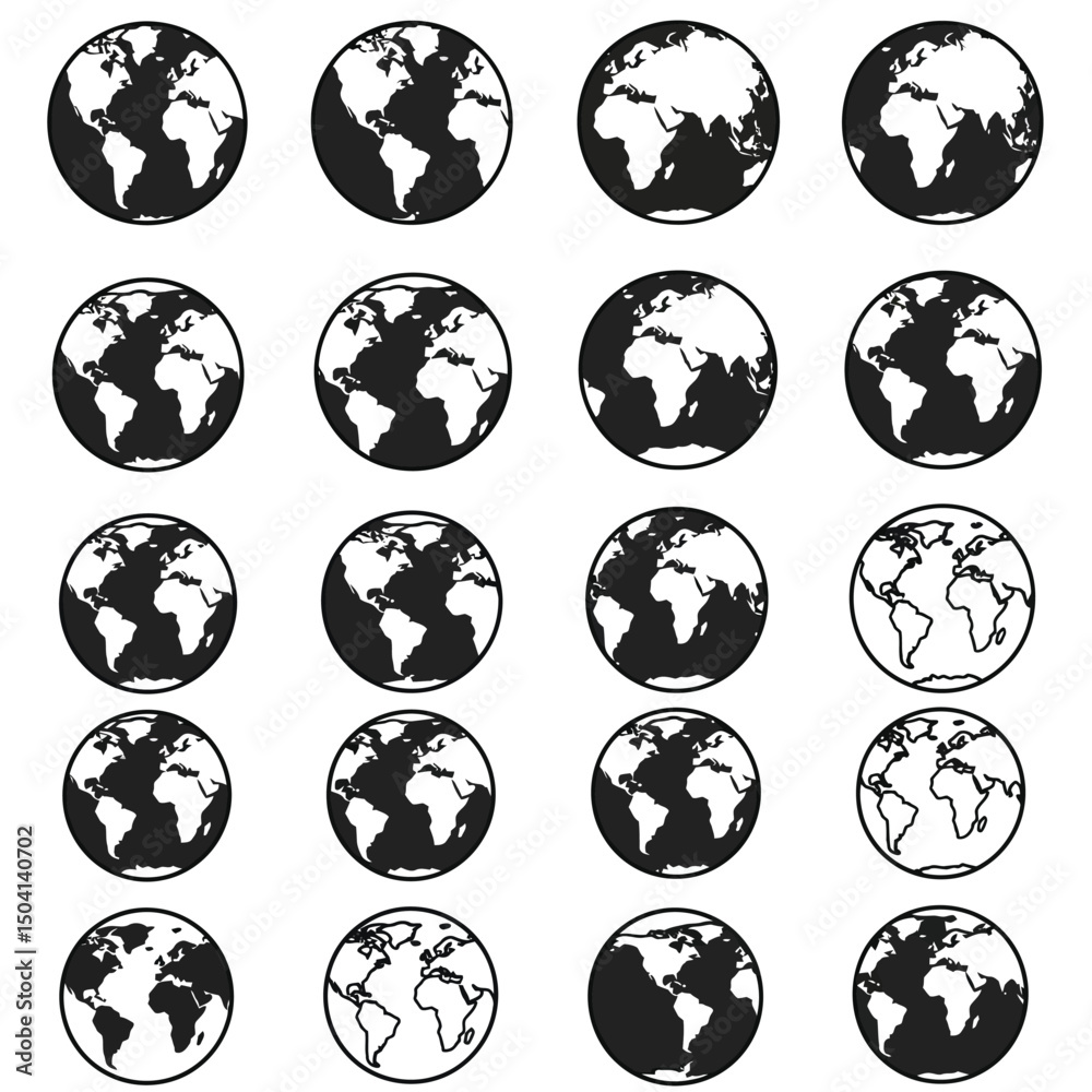 Obraz premium world vector icon set illustration
