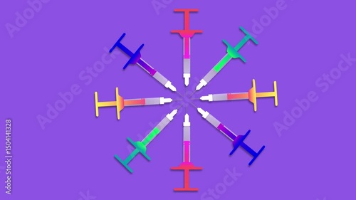 Lip filler syringe. Minimal modern seamless motion design. Animation 2D