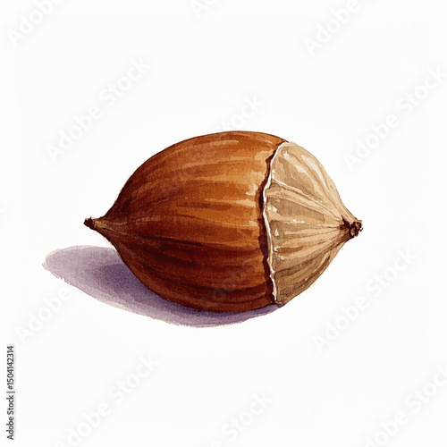Woodland Mast: Amber Translucence beech nut isolated watercolor vector illustration svg