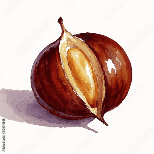 Autumn Ember: Chestnut Wash isolated watercolor vector illustration svg