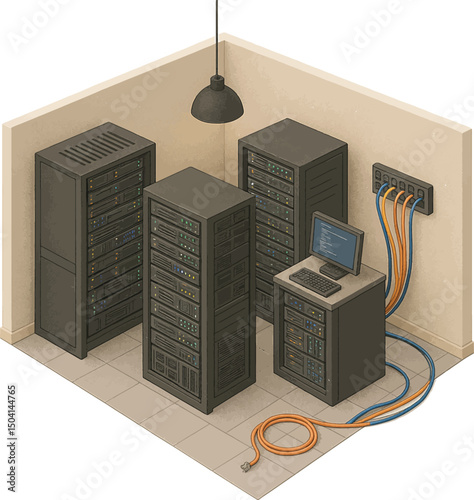 Isometric view of Server room