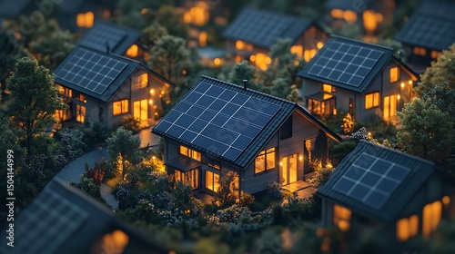 Modern homes powered by solar panels a depiction of renewable energy solutions.