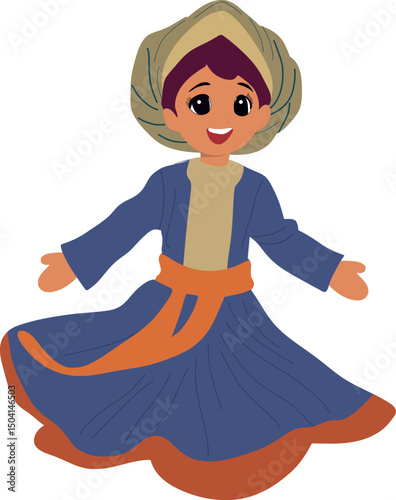 Child dancing in traditional Moroccan birthday party