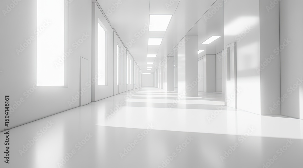 Fototapeta premium Empty, bright, modern hallway