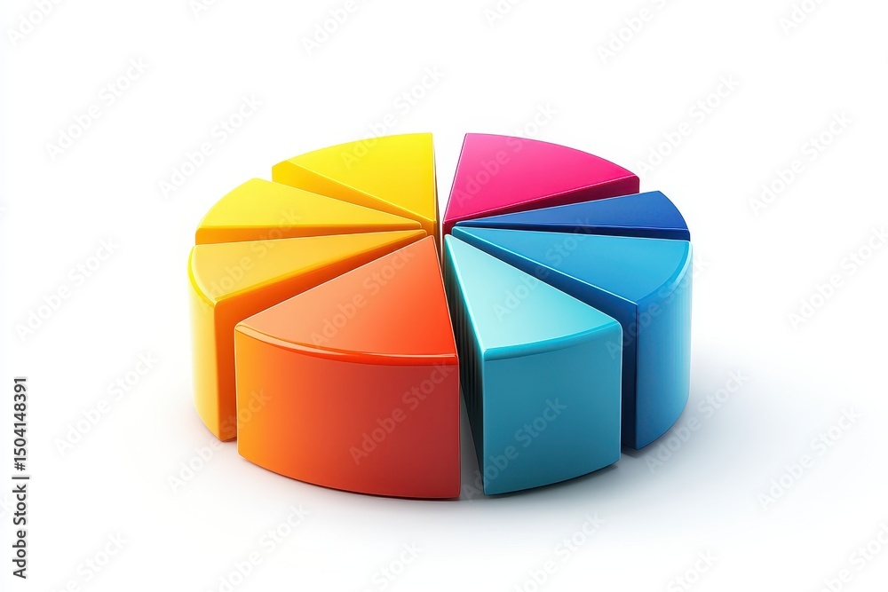 Obraz premium Colorful 3D Pie Chart Segment Display for Data Visualization Concepts