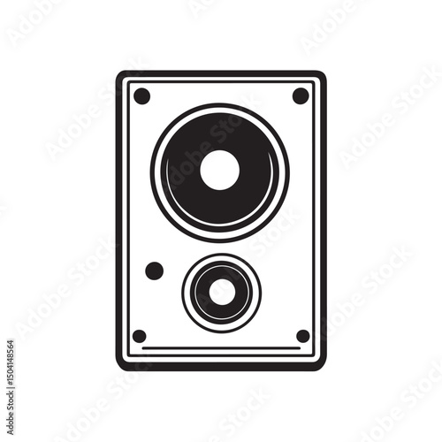 Sound system icon design with a one or two color palette, giving a professional and elegant impression isolated on white background.