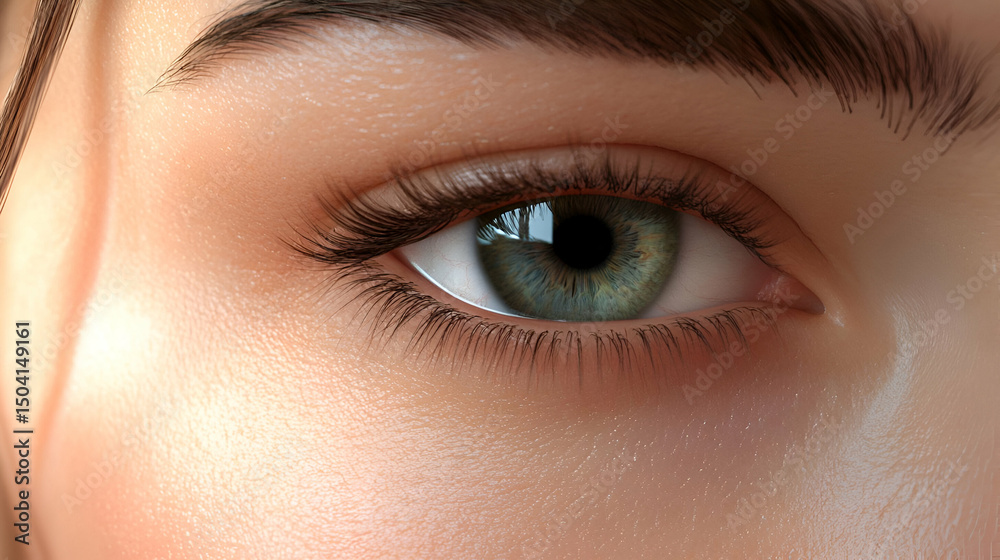 Obraz premium Close Up of a Woman's Green Eye with Soft Lighting