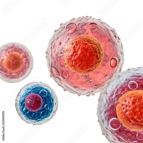 Microscopic Stem Cell Colony Developing isolated on a transparent background