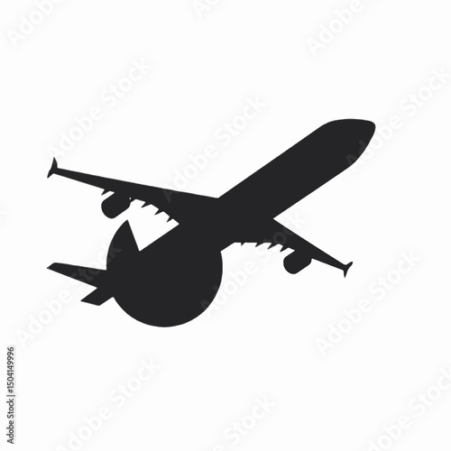 Airborne Silhouette: A stark black silhouette of a passenger airplane takes flight, its streamlined form and powerful engines symbolizing the freedom and adventure of global travel.