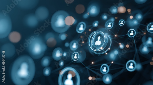 Interconnected People Icons Illustrating Social Network, Connection, and Community, Representing Digital Connection and Global Communication in the Modern World