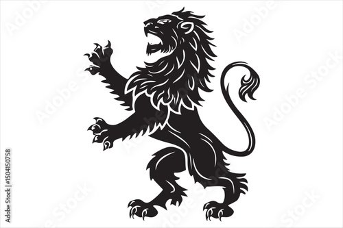 A silhouette logo style lion.