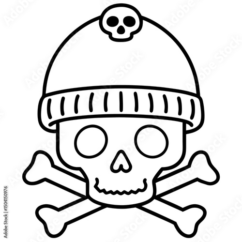 Skull & Crossbones Beanie – Vector on White