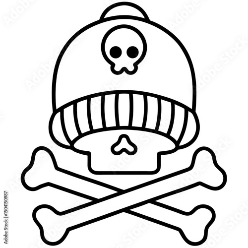Skull & Crossbones Beanie – Vector on White