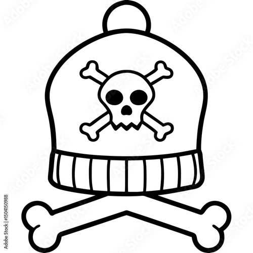 Skull & Crossbones Beanie – Vector on White