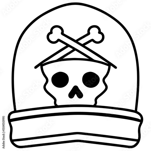 Skull & Crossbones Beanie – Vector on White
