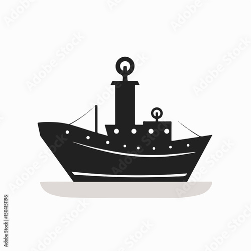 Ocean Vessel A Simple Silhouette Illustration of a Sturdy Ship