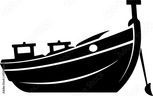 Classic Boat Silhouette Nautical Vessel Illustration