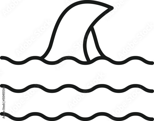 Whale tail with waves icon.