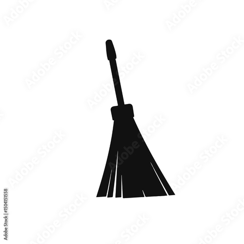 Cleaning Supplies Broom Silhouette Icon - Simple and Effective