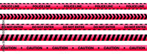 caution tape on transparent background with black and Red seamless barrier lines. Warning zone and construction border tape for no-cross areas. Includes brushes for design use.