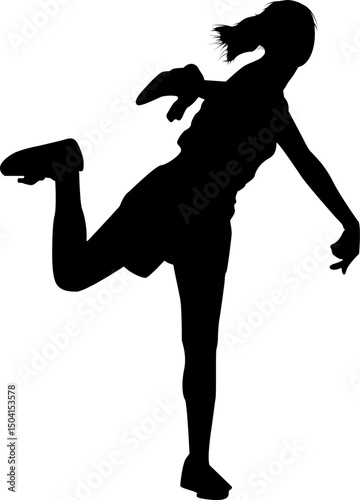 Female Baseball pitcher silhouette vector clipart  illustration black color design on transparent background