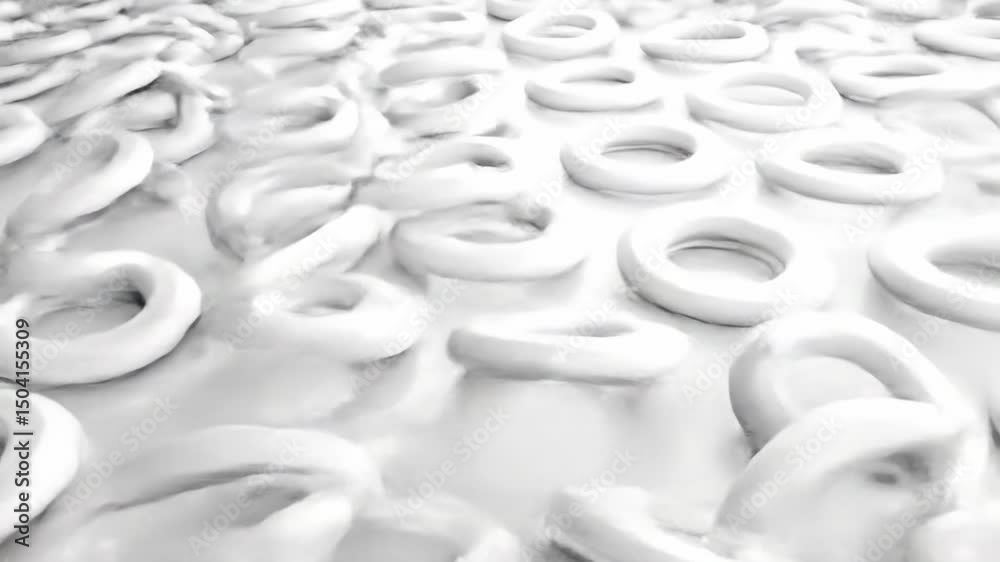 Abstract array of white rings in a repetitive pattern, background