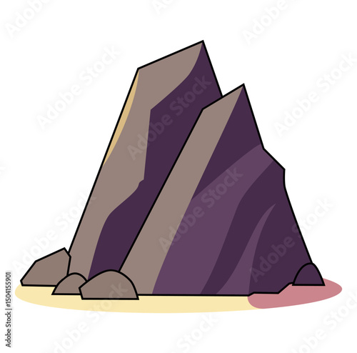 Cartoon Rock Elemental Digital Source Vectors Illustration 