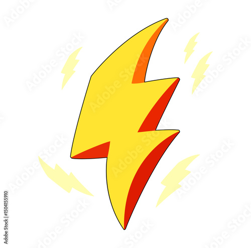 Cartoon Lightning Elemental Digital Source Vectors Illustration 