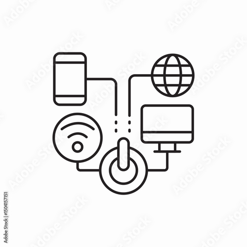 digitization communication smartphone monitor wifi switch icon sign vector