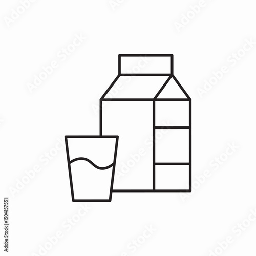 milk carton package dairy products glass icon sign vector