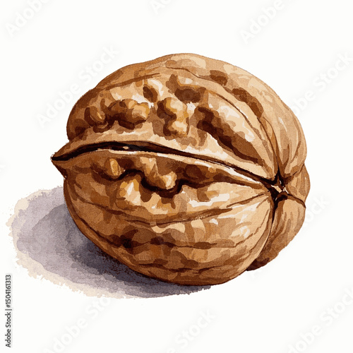 Autumn’s Core: Walnut Wash walnut isolated watercolor vector illustration svg