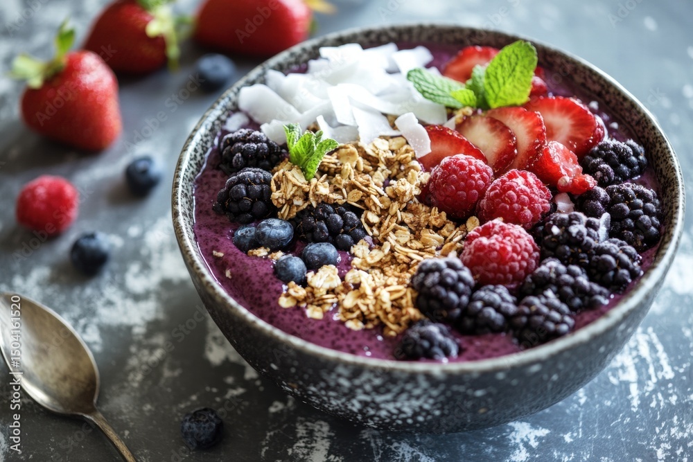 Mixed berry smoothie bowl with chia and oats Mixed berry smoothie bowl with chia and oats