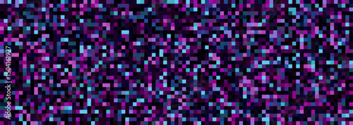 Abstract pixel bitmap pattern with random pink and black blocks. Retro 8-bit digital texture, perfect as a bold background, glitch screen or techno-inspired design element.