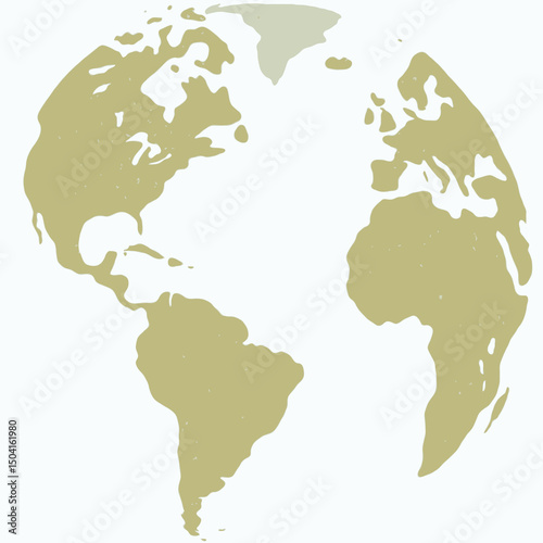 World map with Globe in Retro Style Drawing. Hand-drawn Earth Globe Sketch. Hand Drawn Colorful Flat Illustration of Our Blue Planet icon. Simplified Globe Representation Earth's Continents and Oceans