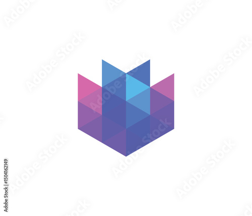 Modern Initial u letterwith simple low poly triangle polygon logo design abstract geometric shapes