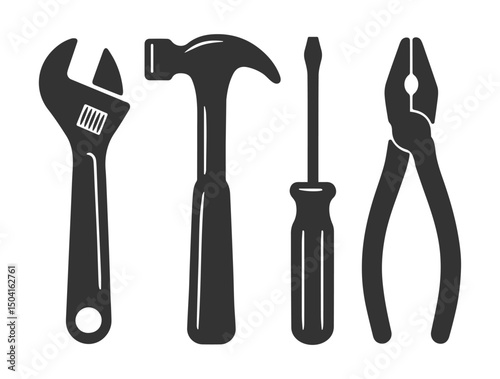 Vector tools logo collection. Tool icon symbol set. Working tools. Tool kit icons. Isolated on white background.