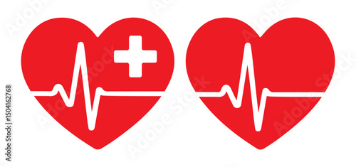 Ecg heart beat line. heart beat sinus rhythm line. Vector illustration icon. Isolated on white background