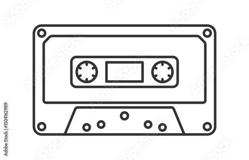 Editable stroke line Cassette Tape Retro Vintage Mixtape icon symbol. Vintage 90s cassette logo sign. Vector illustration image. Isolated on white background.