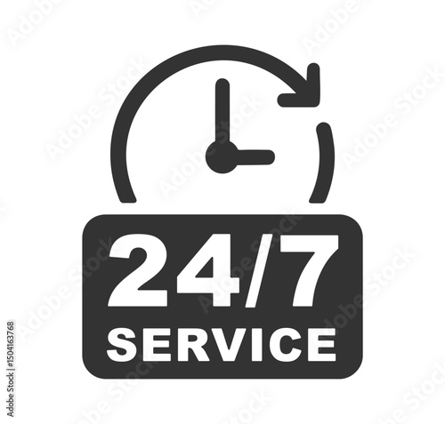 Web24 7 Service open 24 h hours a day and 7 days a week circle stamp icon. Shop support logo symbol sign button. Vector illustration image. Isolated on white background.