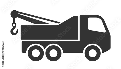 Recovery truck icon symbol shape. Breakdown cover logo sign. Recovery service. Road assistance auto service. Vector illustration image. Isolated on white background.