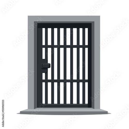 Illustration of a Jail Cell Door with Bars, Representing Imprisonment and Confinement