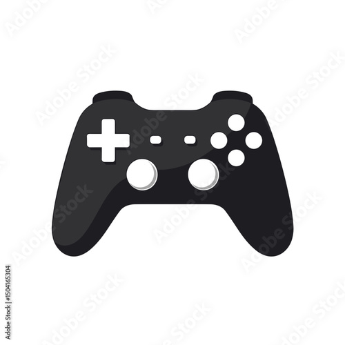 Black Video Game Controller Illustration with Directional Pad and Buttons for Gaming Entertainment