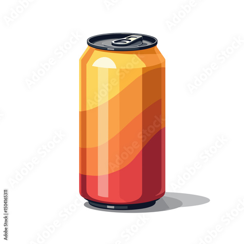 Illustration of a Refreshing Orange and Red Soda Can with a Sleek Design on a White Background