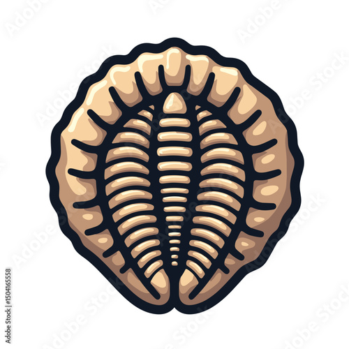 Detailed Vector Illustration of a Trilobite Fossil with Intricate Segmented Body and Exoskeleton