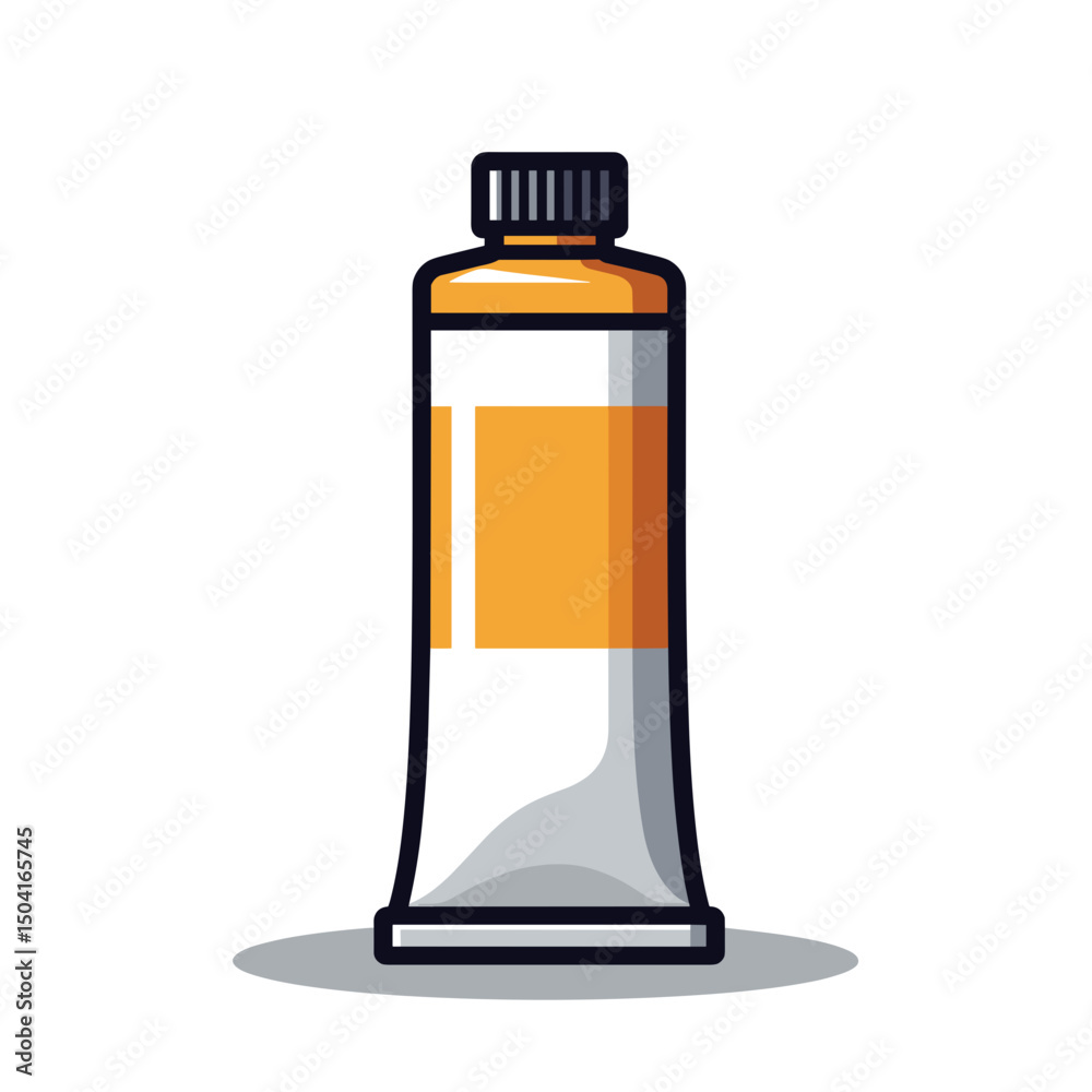 Obraz premium Illustration of a Tube of Orange Paint with a Black Cap and White Body for Artistic Creations