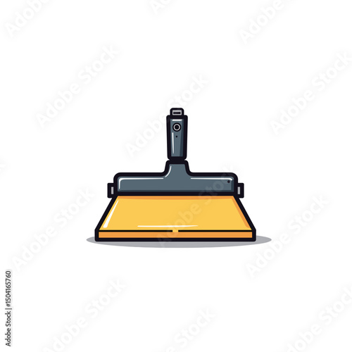 Stylized Illustration of a Yellow Hand Broom with Gray Handle for Cleaning Purposes