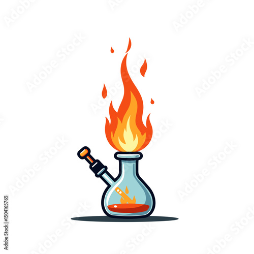 Cartoon Bong with Flames Illustration: A Fiery and Playful Graphic Design Element